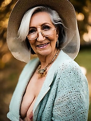 70 YO German MILF Amateur with White Hair and Bobcut Wearing Glasses at Her Happy Wedding