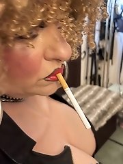 A smoking hot mom smokes a whole pack of cigarettes in a row