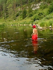 Black lingerie of redhead wife