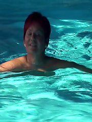 Naked swim in the pool