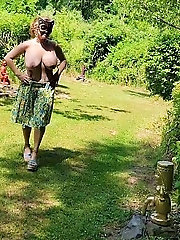 Mommyandamp;amp;#039;s Re-purposed Used Dildos.  Hugh-Titted Garden Walk